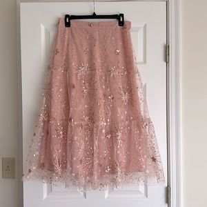 Sparkly sequin Pink MIDI Skirt size L